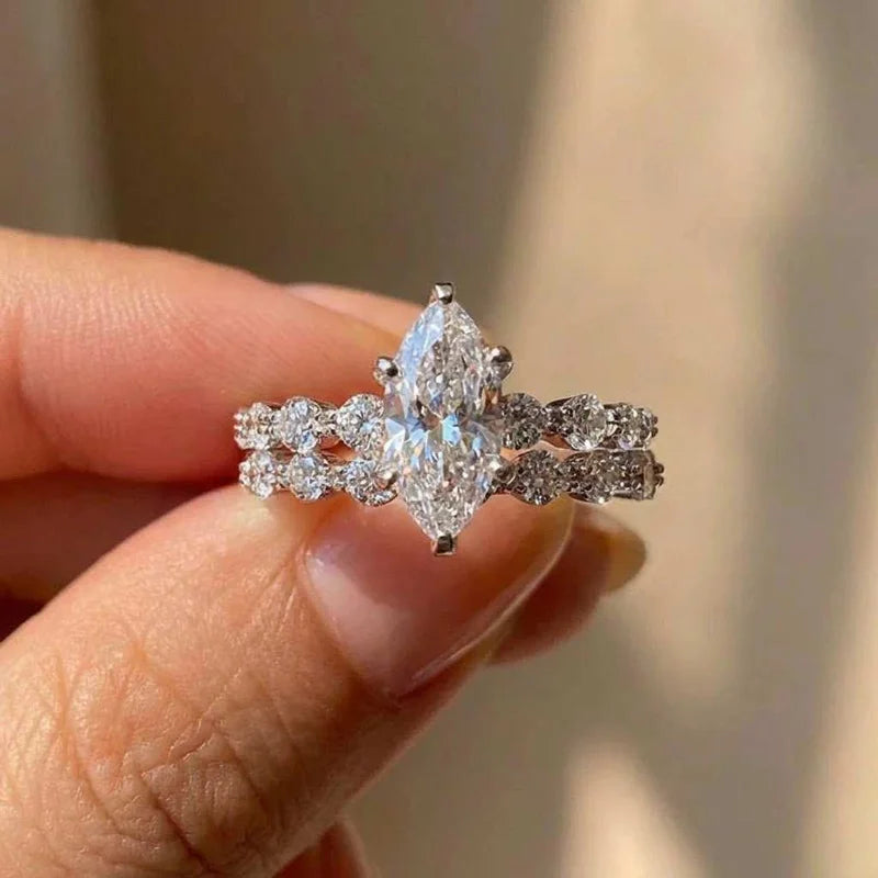 925 Sterling Silver Cubic Zirconia Set Rings for Women