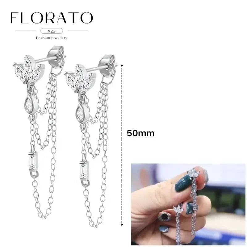 Earrings Chain Tassel Pendant Zircon