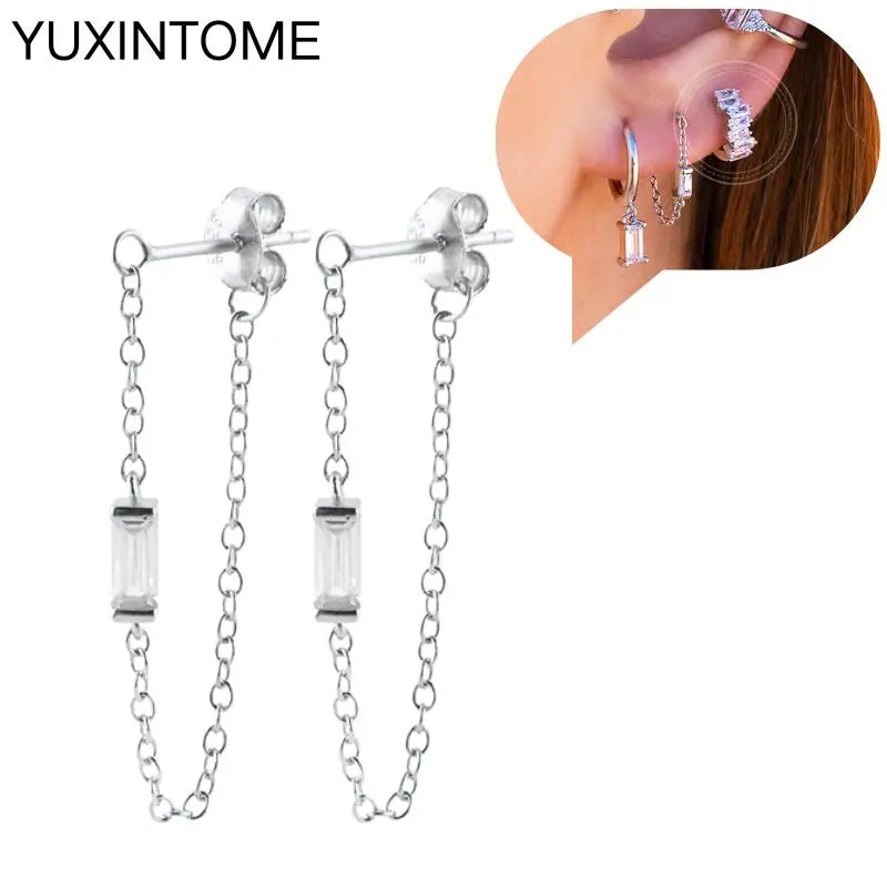 Sterling Silver White Crystal Earrings