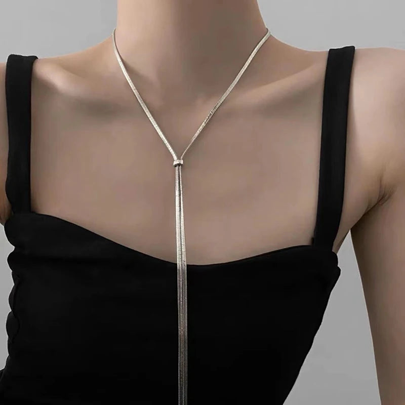Heart O-ring Slip Chain For Women Y-Necklace