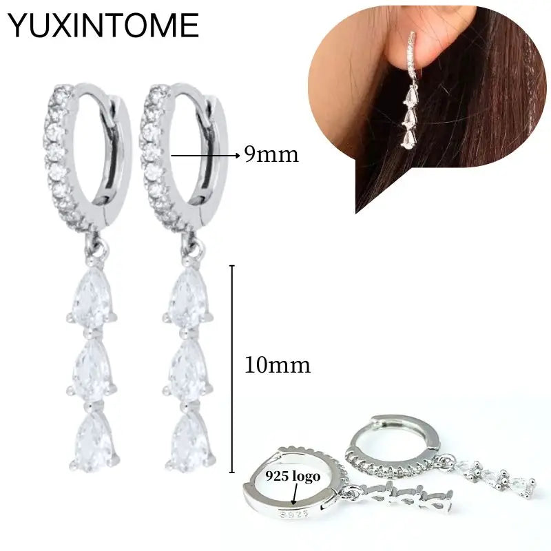 Sterling Silver White Crystal Earrings