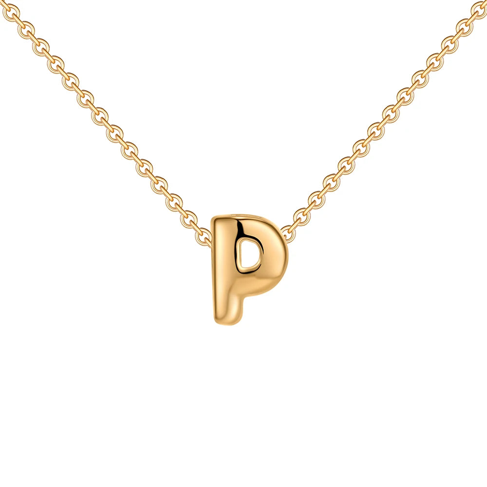 Dainty Mini Bubble Letter Necklace Gold Plated