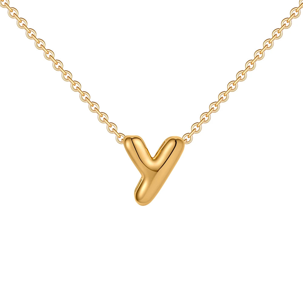 Dainty Mini Bubble Letter Necklace Gold Plated