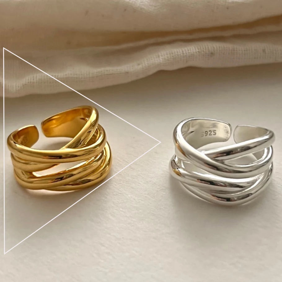925 Sterling Silver Irregular Ring for Women Geometry Versatile Minimalism