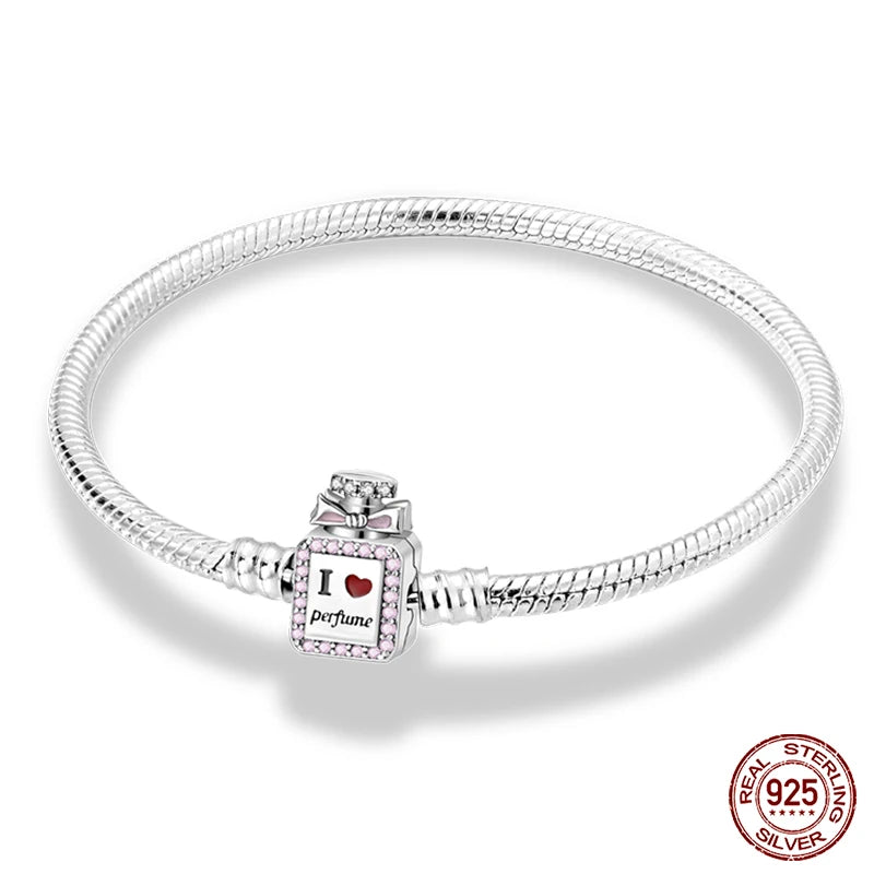 Bracelet Silver 925  17-20CM Star Moon Sun Four Leaf Clover Green Zircon