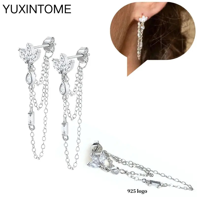 Sterling Silver White Crystal Earrings