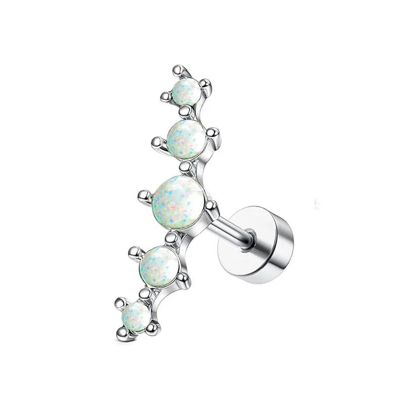 Bobisty 1pc 16G Cartilage Earring Stainless Steel Opal CZ Cartilage Conch Helix