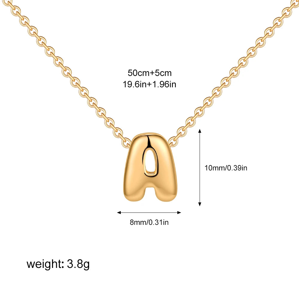 Dainty Mini Bubble Letter Necklace Gold Plated