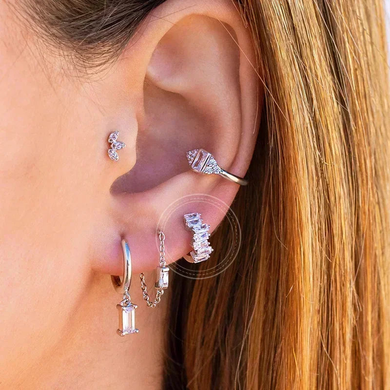 Sterling Silver White Crystal Earrings