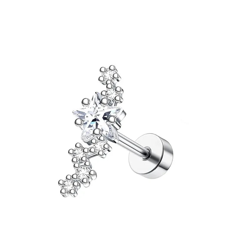 Bobisty 1pc 16G Cartilage Earring Stainless Steel Opal CZ Cartilage Conch Helix