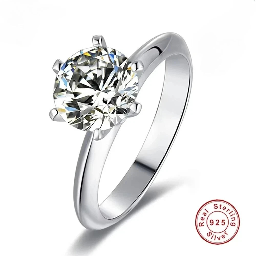 Classic D Moissanite Six Claw Ring S925 Sterling Silver