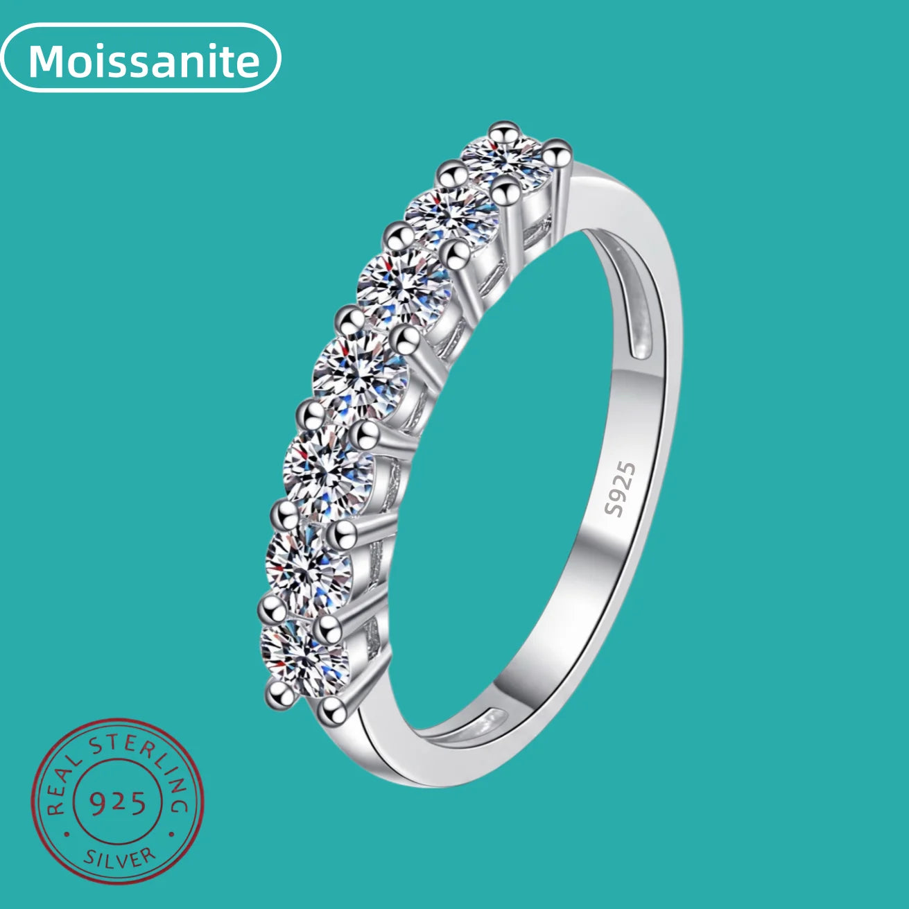 0.7CT 3mm Gemstone Moissanite Rings Classics for Women 925 Sterling Silver Wedding Diamonds Band Stackable Ring White Gold