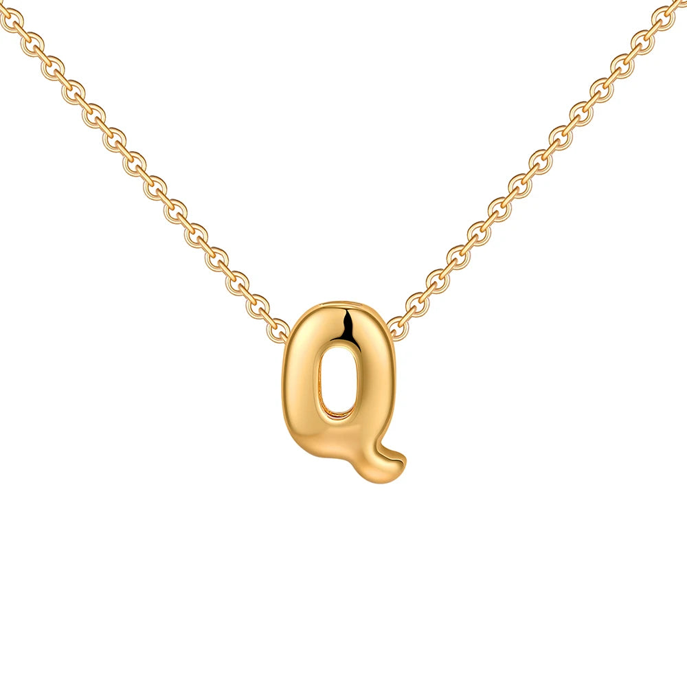Dainty Mini Bubble Letter Necklace Gold Plated