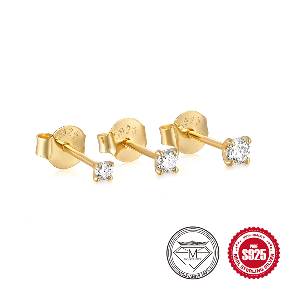 0.5-1.2 Carat D Color Moissanite Ear Stud Earrings For Women 925 Sterling Silver Sparkling