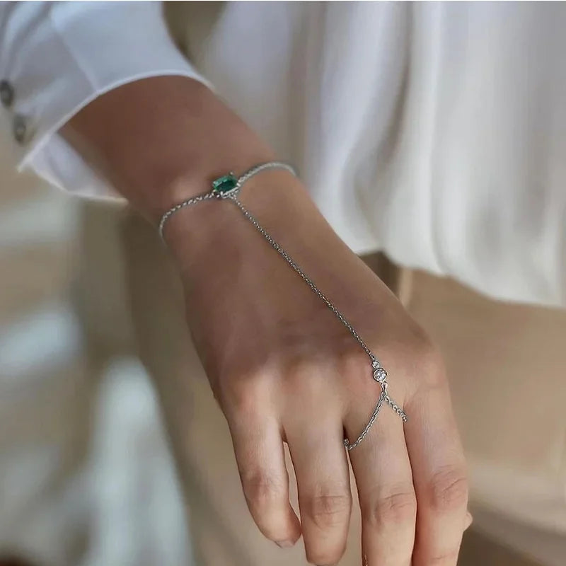 Ring Bracelet  14k Gold Plated Dainty Finger Dainty Slave Bracelets Cubic Zircon