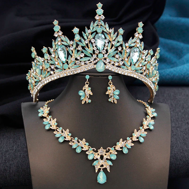 Royal Queen 3 Pcs Tiaras and necklace earrings