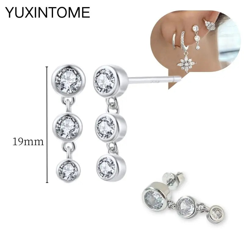Sterling Silver White Crystal Earrings