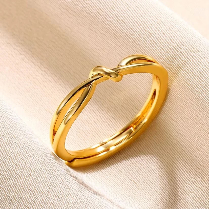 Stainless Steel Rings for Women Gold Color Multilayer Geometric Open Ring Vintage