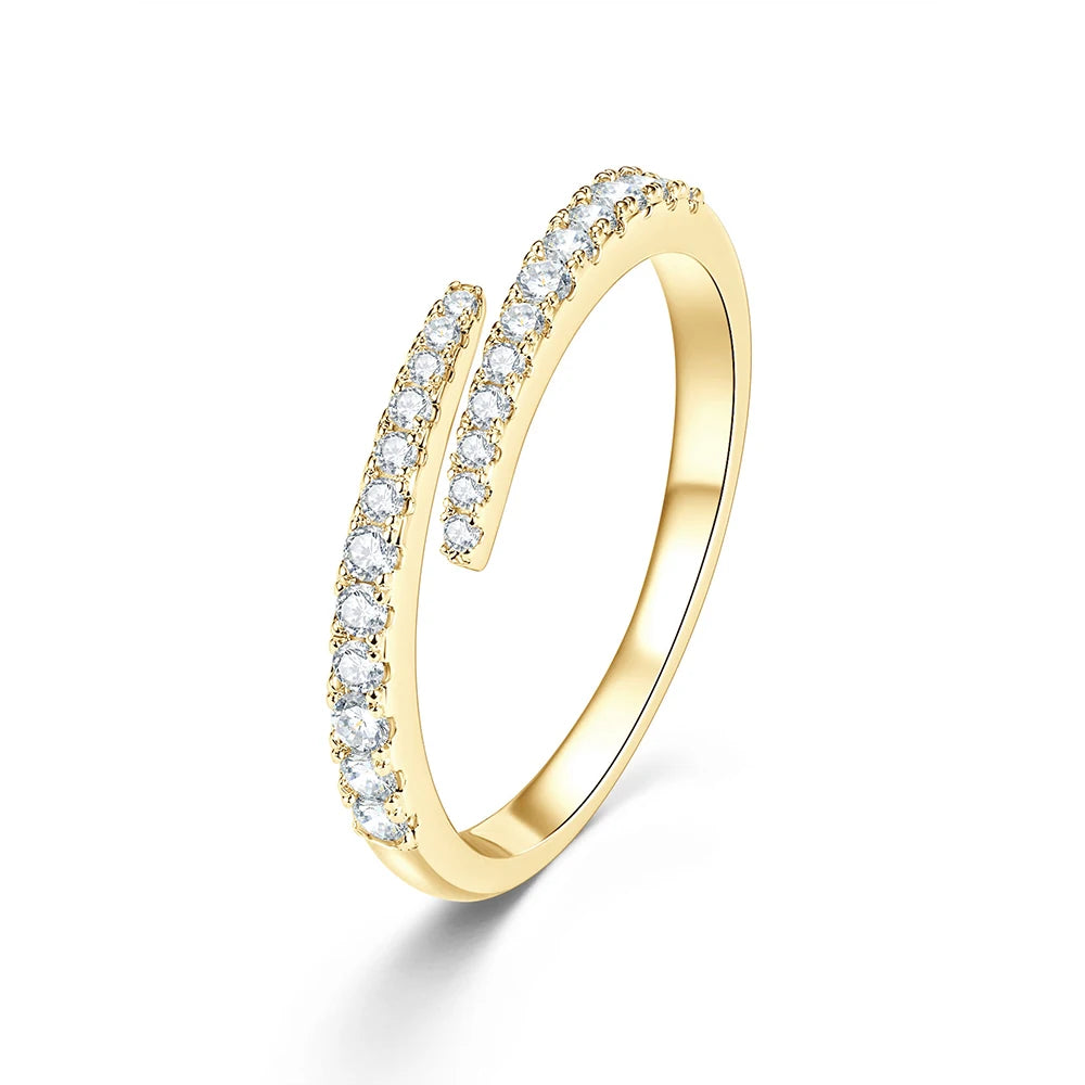 Moissanite Opening Ring  Sparkling Lab Diamond Half Eternity