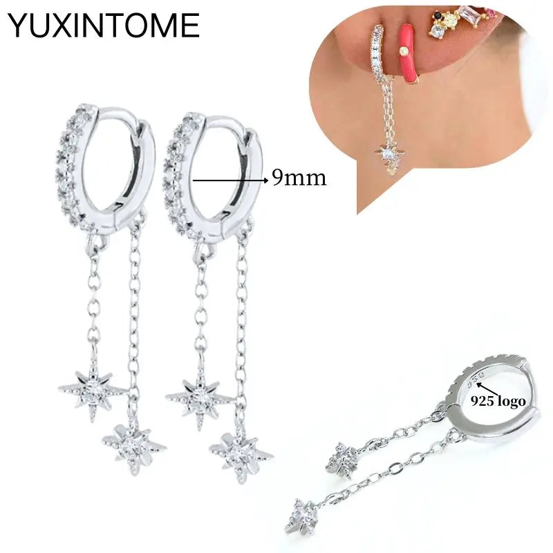 Sterling Silver White Crystal Earrings