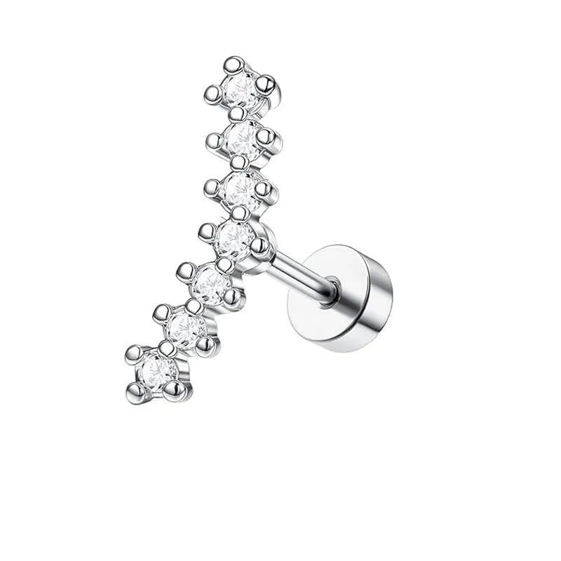 Bobisty 1pc 16G Cartilage Earring Stainless Steel Opal CZ Cartilage Conch Helix
