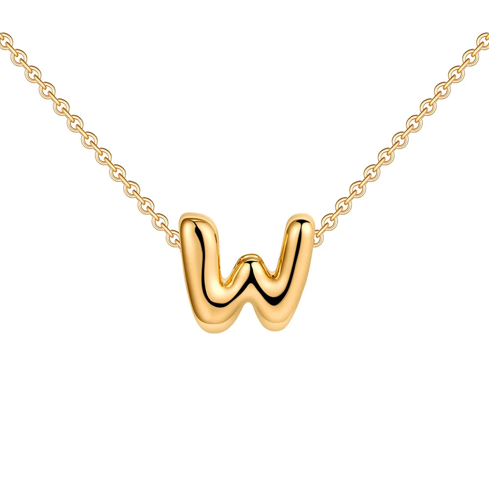 Dainty Mini Bubble Letter Necklace Gold Plated