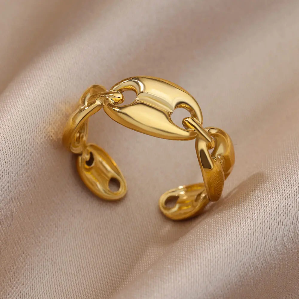 Stainless Steel Rings for Women Gold Color Multilayer Geometric Open Ring Vintage