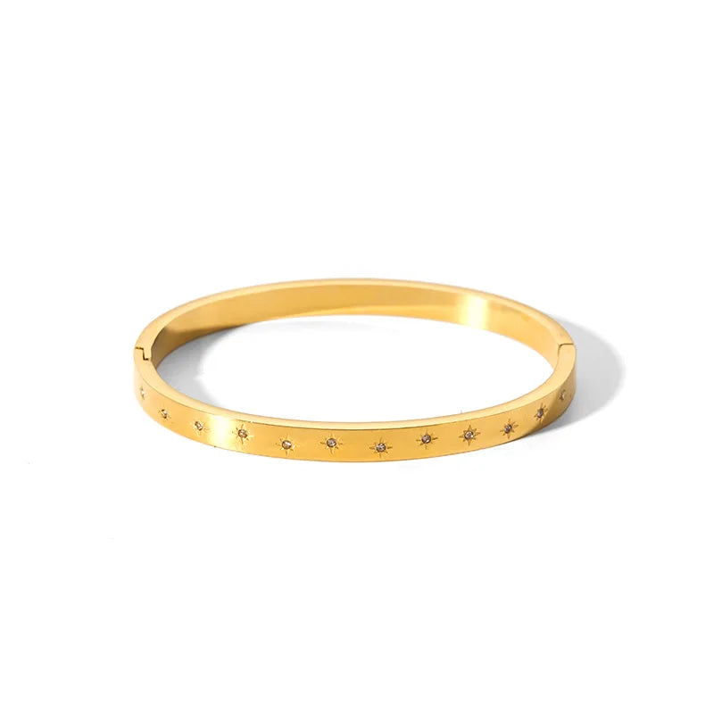 Waterproof Cubic Zirconia Bangles Stainless Steel Bracelets Tarnish Free  Jewelry for Women