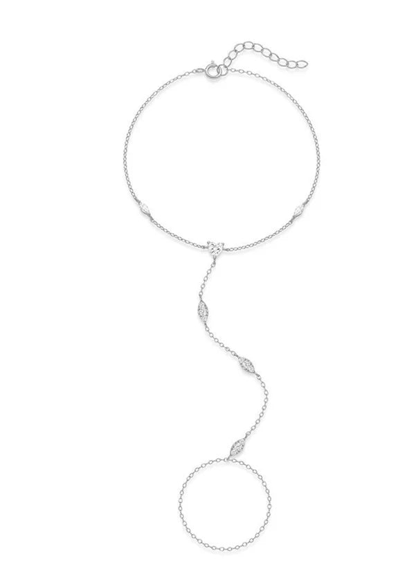 Sterling Silver INS Horse's Eye Zircon Charm Bracelet