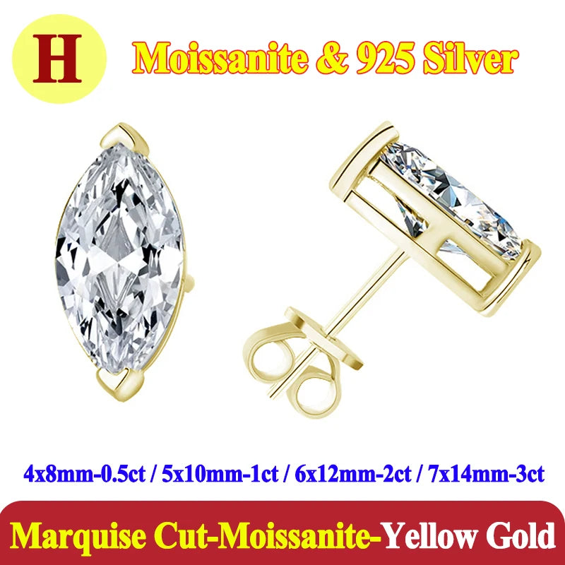 Luxury 0.5-3 Carats Marquise Heart Pear Moissanite Women Diamond Earring