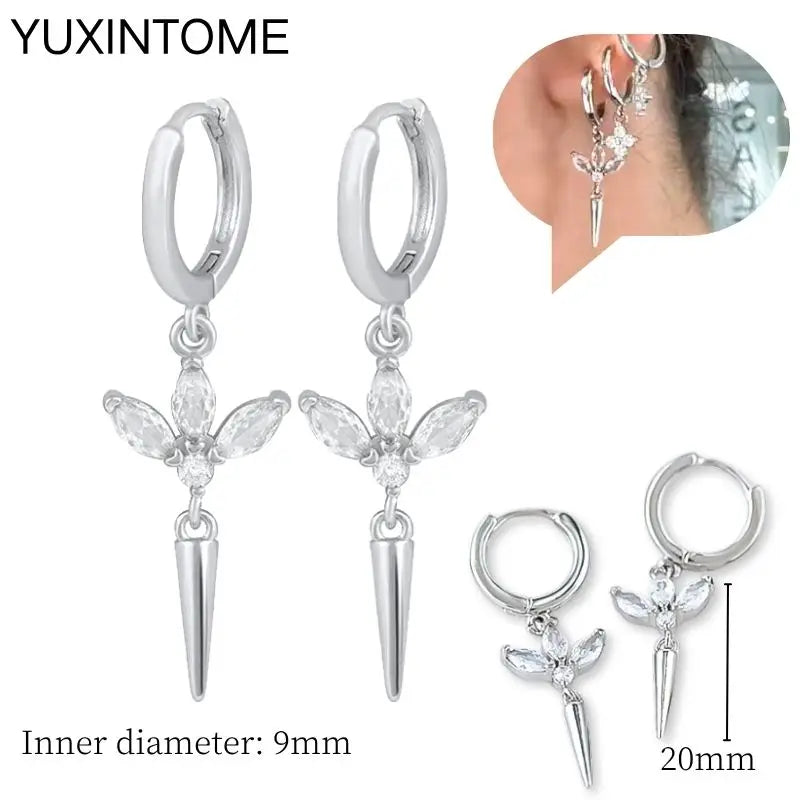Sterling Silver White Crystal Earrings