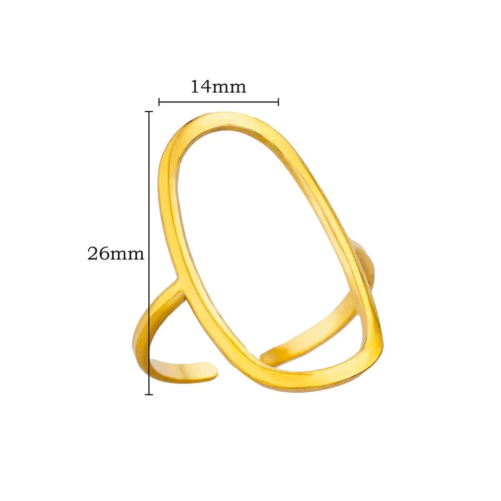 Stainless Steel Rings for Women Gold Color Multilayer Geometric Open Ring Vintage