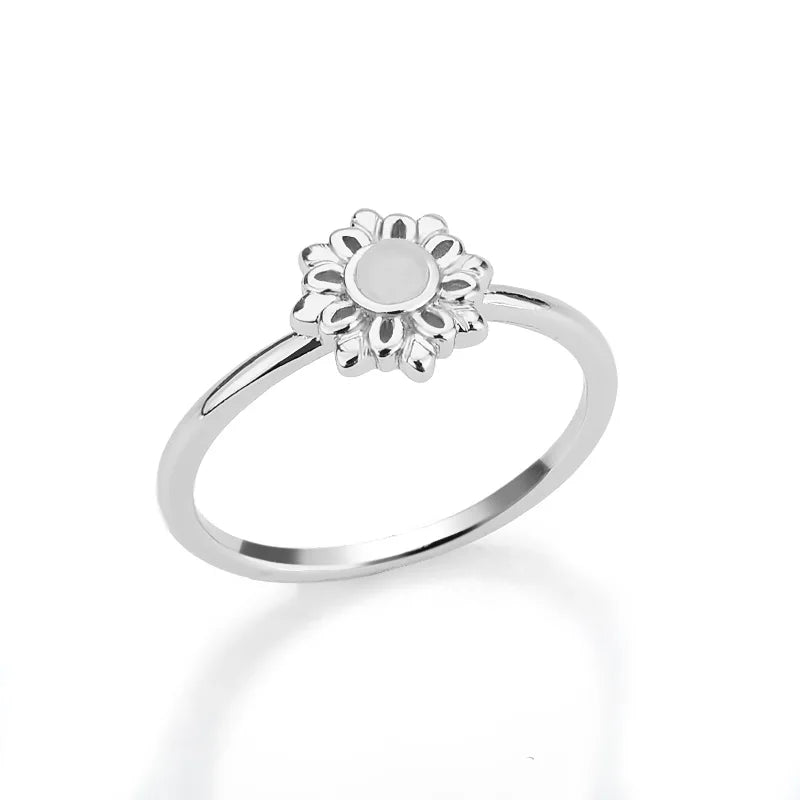 Stainless Steel Lotus Flower Ring for Women Gold Color Vintage Stone Opal Oval