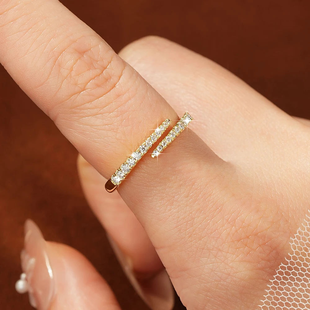 Moissanite Opening Ring  Sparkling Lab Diamond Half Eternity