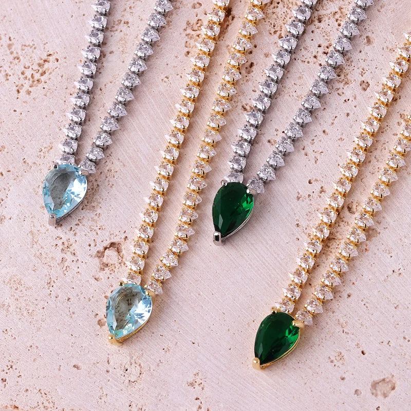 High Quality Iced Out Chain Water Drop Cubic Zirconia
