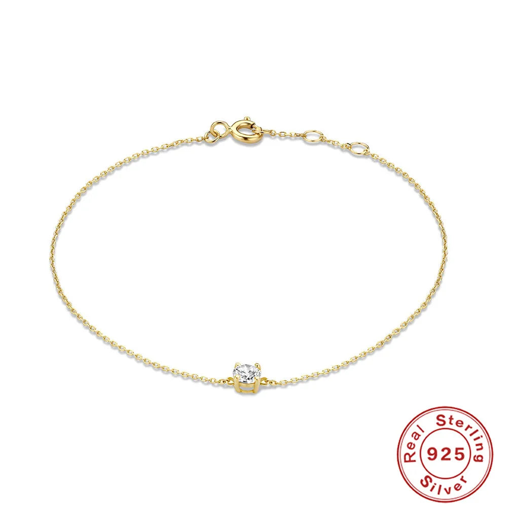 Sterling Silver INS Horse's Eye Zircon Charm Bracelet